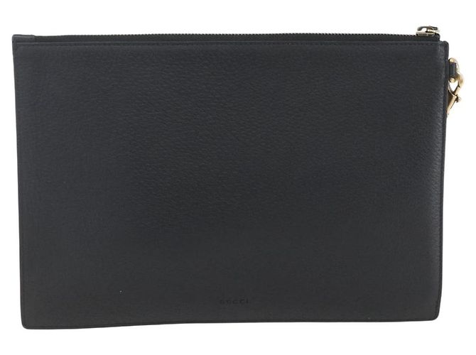 Pochette in pelle GG Marmont di Gucci Nero - vista 2