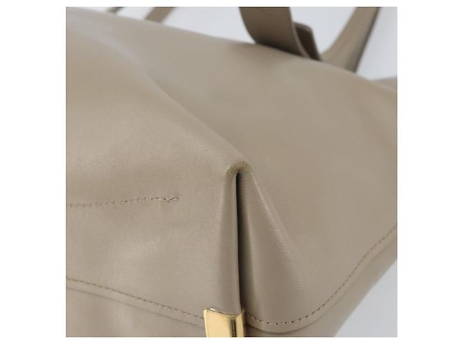 Chloé Bolso Tote de cuero beige y dorado Chloe C Auth am10250V - vista 10