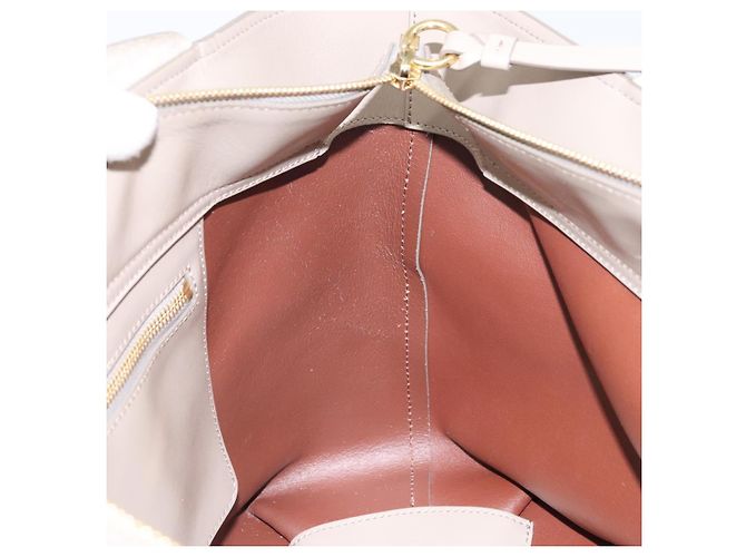 Chloé Bolso Tote de cuero beige y dorado Chloe C Auth am10250V - vista 18