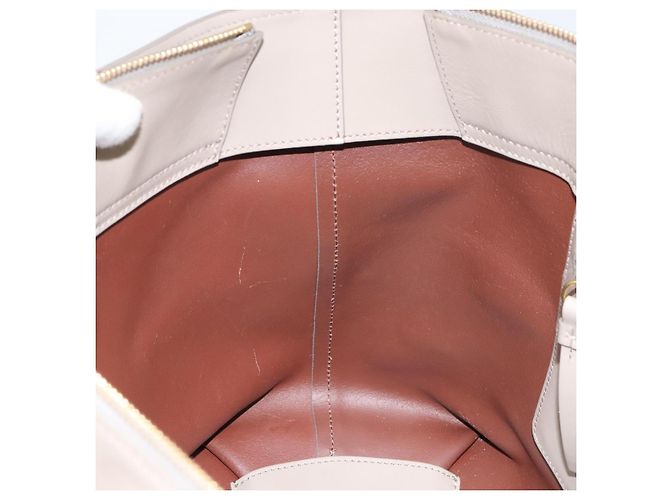 Chloé Bolso Tote de cuero beige y dorado Chloe C Auth am10250V - vista 19