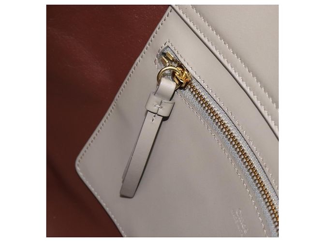 Chloé Bolso Tote de cuero beige y dorado Chloe C Auth am10250V - vista 20