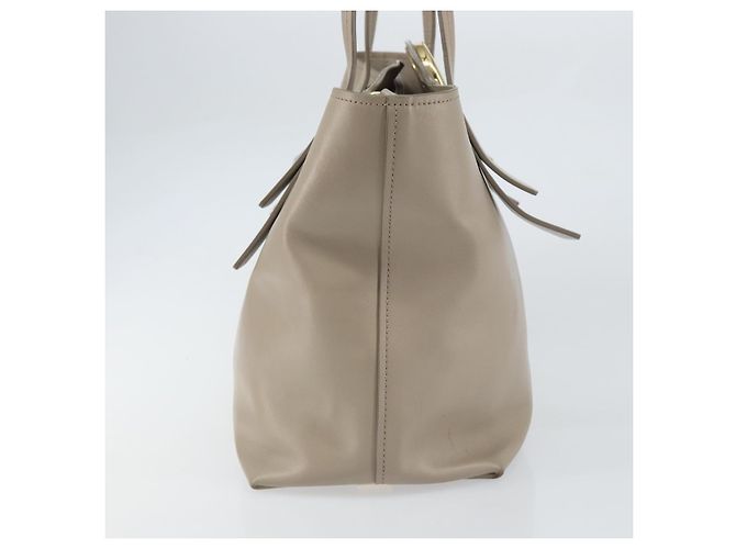 Chloé Bolso Tote de cuero beige y dorado Chloe C Auth am10250V - vista 4