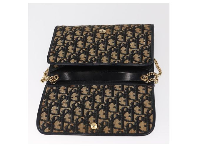 Borsa a spalla in tela Trotter Christian Dior blu navy oro Auth 159985 D'oro - vista 15