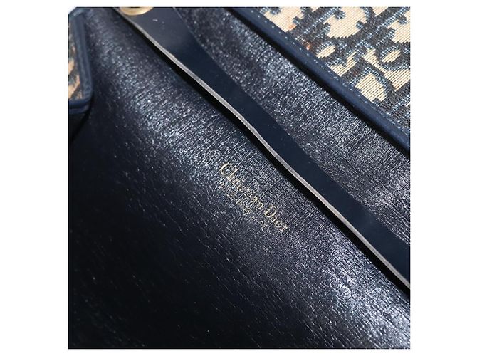 Borsa a spalla in tela Trotter Christian Dior blu navy oro Auth 159985 D'oro - vista 16