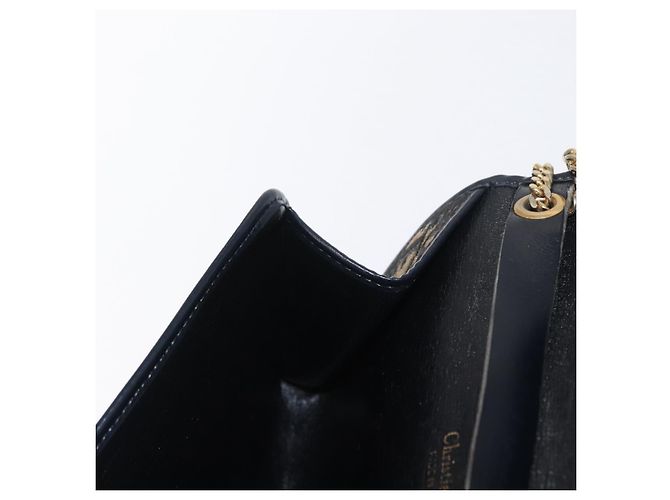 Borsa a spalla in tela Trotter Christian Dior blu navy oro Auth 159985 D'oro - vista 18