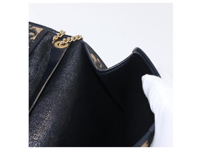 Borsa a spalla in tela Trotter Christian Dior blu navy oro Auth 159985 D'oro - vista 19