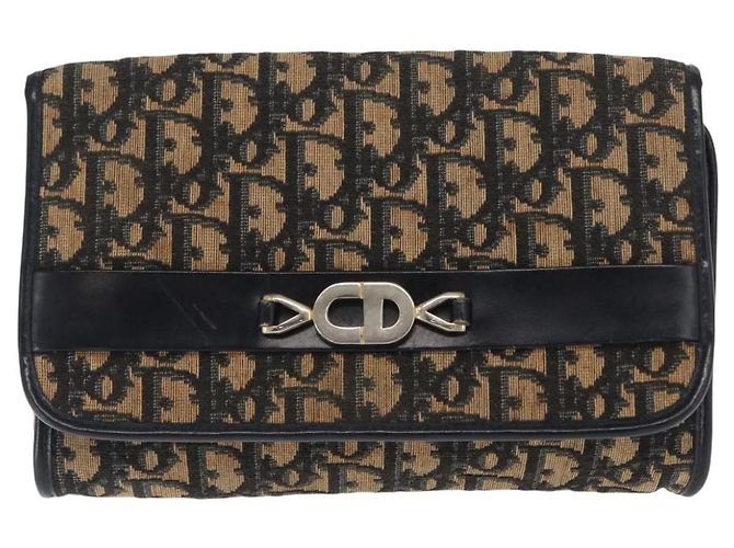 Borsa a spalla in tela Trotter Christian Dior blu navy oro Auth 159985 D'oro - vista 2