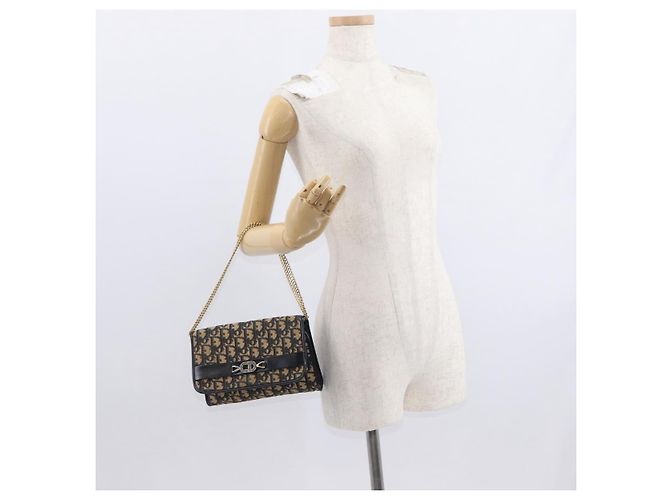 Borsa a spalla in tela Trotter Christian Dior blu navy oro Auth 159985 D'oro - vista 20
