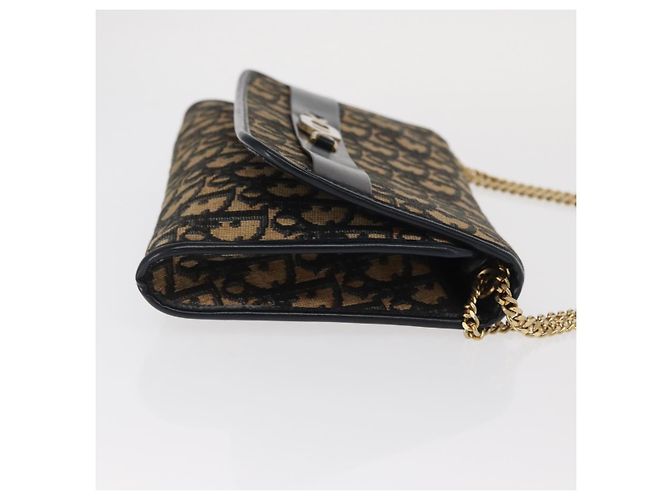 Borsa a spalla in tela Trotter Christian Dior blu navy oro Auth 159985 D'oro - vista 4