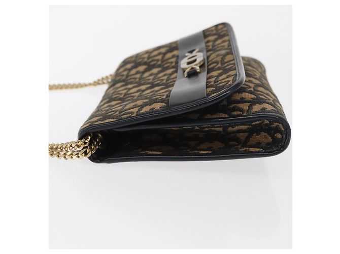 Borsa a spalla in tela Trotter Christian Dior blu navy oro Auth 159985 D'oro - vista 5