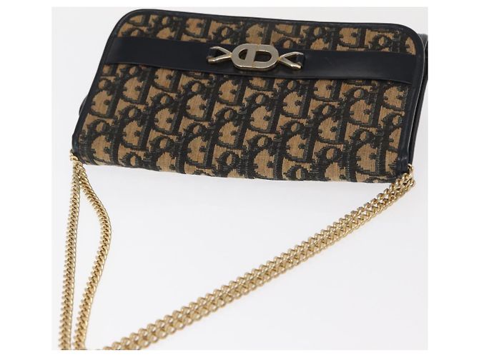 Borsa a spalla in tela Trotter Christian Dior blu navy oro Auth 159985 D'oro - vista 6