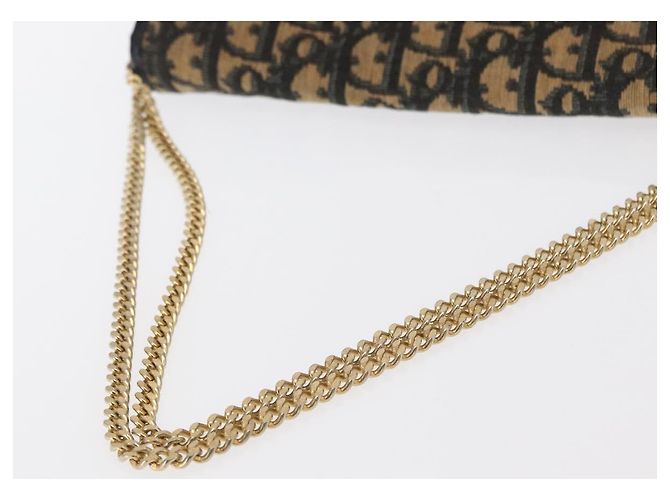 Borsa a spalla in tela Trotter Christian Dior blu navy oro Auth 159985 D'oro - vista 7