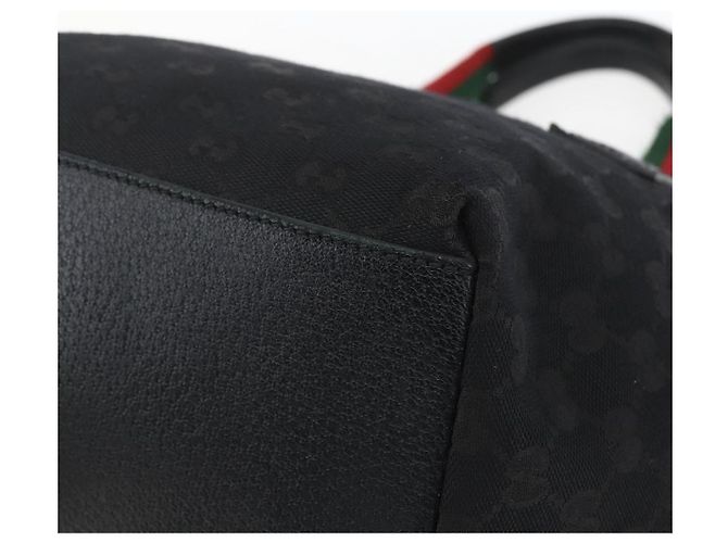 GUCCI GG Canvas Web Sherry Line Hand Bag Black Silver 131228 Auth ep12633 Silvery - view 10