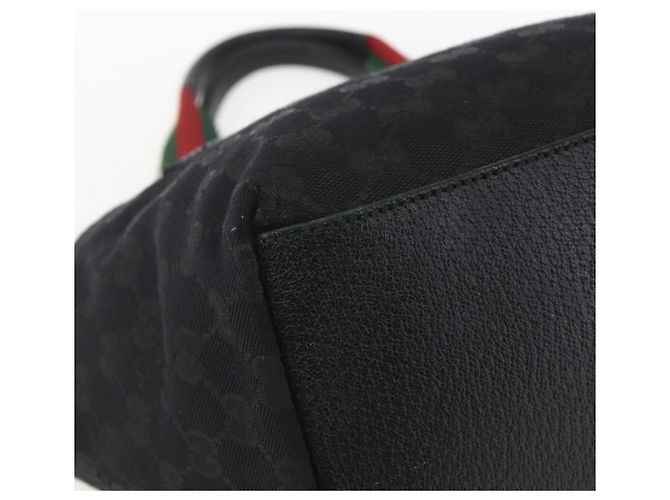 GUCCI GG Canvas Web Sherry Line Hand Bag Black Silver 131228 Auth ep12633 Silvery - view 11