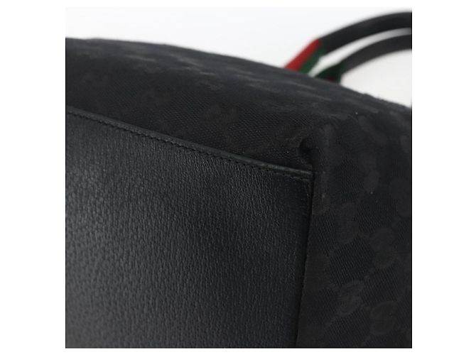 GUCCI GG Canvas Web Sherry Line Hand Bag Black Silver 131228 Auth ep12633 Silvery - view 12