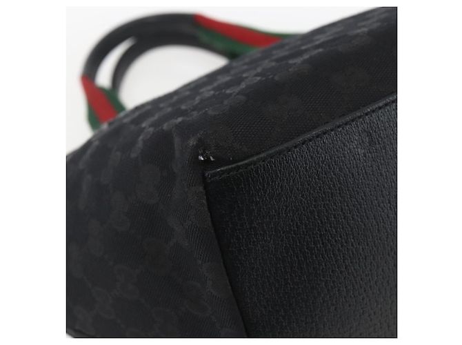 GUCCI GG Canvas Web Sherry Line Hand Bag Black Silver 131228 Auth ep12633 Silvery - view 13