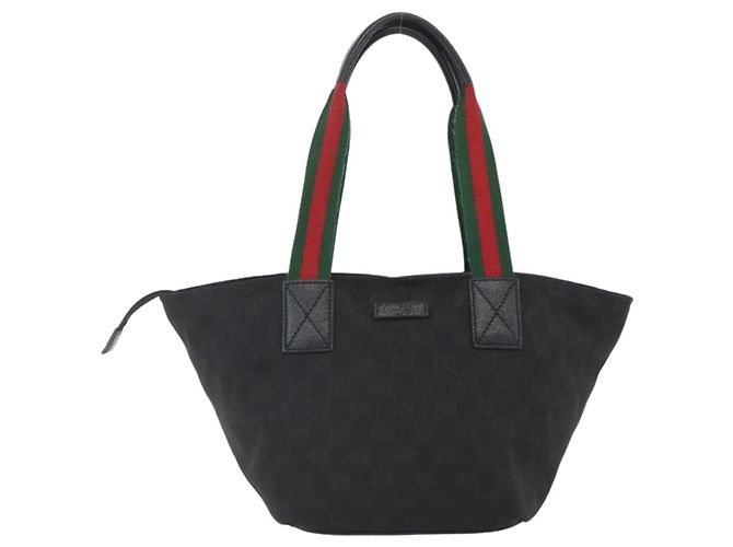GUCCI GG Canvas Web Sherry Line Hand Bag Black Silver 131228 Auth ep12633 Silvery - view 2