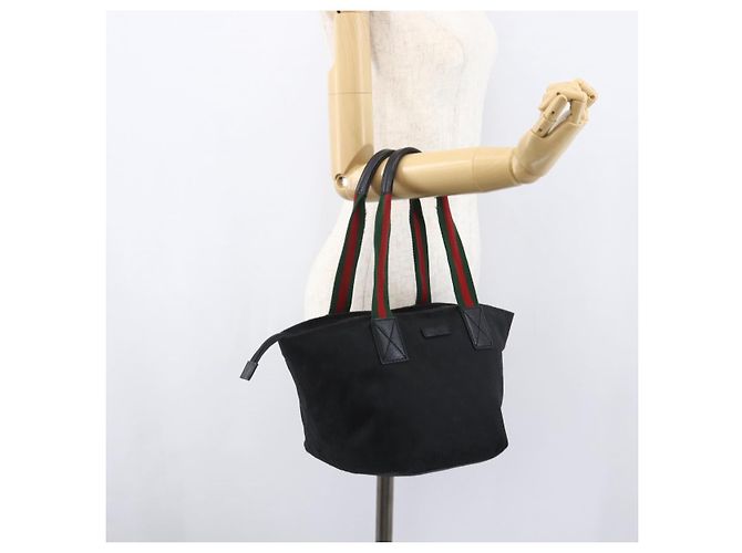 GUCCI GG Canvas Web Sherry Line Hand Bag Black Silver 131228 Auth ep12633 Silvery - view 22