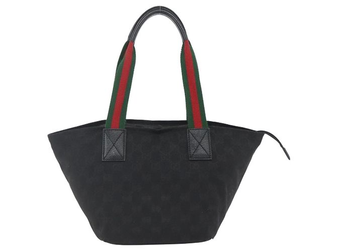 GUCCI GG Canvas Web Sherry Line Hand Bag Black Silver 131228 Auth ep12633 Silvery - view 3