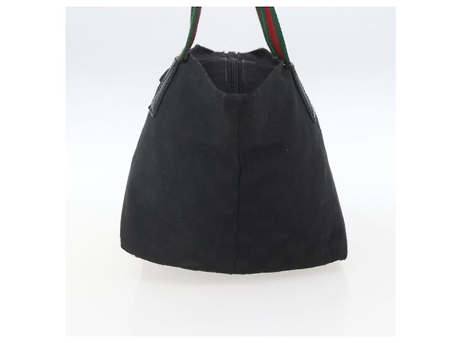 GUCCI GG Canvas Web Sherry Line Hand Bag Black Silver 131228 Auth ep12633 Silvery - view 5