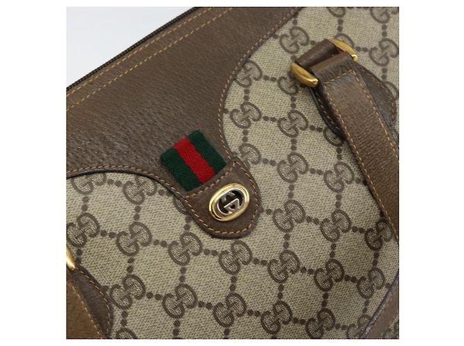 Bolso de mano GUCCI GG Supreme Web Sherry Line PVC Beige Oro 41 02 079 Auth 159288 Dorado - vista 14