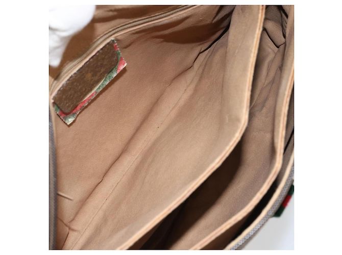 Bolso de mano GUCCI GG Supreme Web Sherry Line PVC Beige Oro 41 02 079 Auth 159288 Dorado - vista 20
