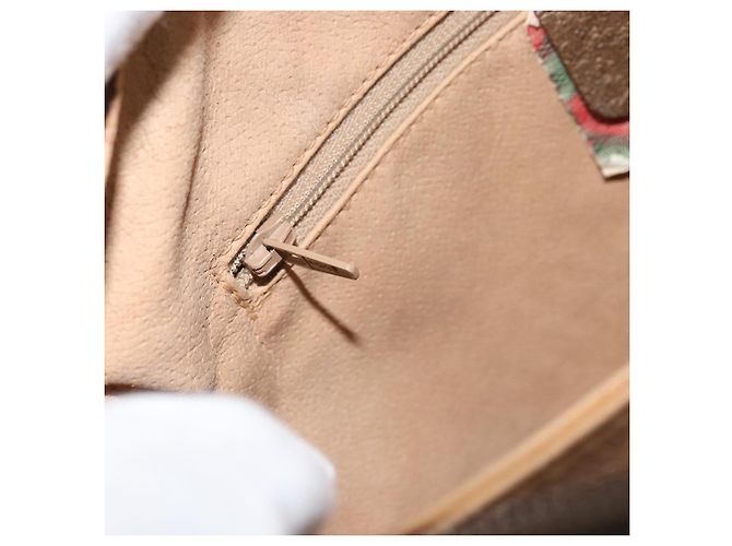 Bolso de mano GUCCI GG Supreme Web Sherry Line PVC Beige Oro 41 02 079 Auth 159288 Dorado - vista 21