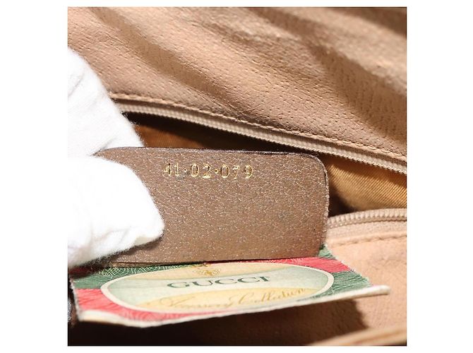 Bolso de mano GUCCI GG Supreme Web Sherry Line PVC Beige Oro 41 02 079 Auth 159288 Dorado - vista 24
