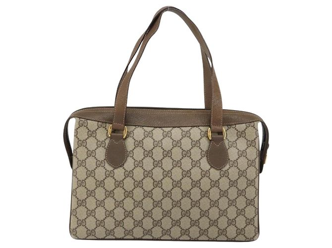 Bolso de mano GUCCI GG Supreme Web Sherry Line PVC Beige Oro 41 02 079 Auth 159288 Dorado - vista 3