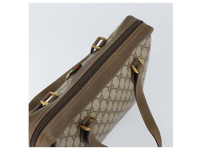 Bolso de mano GUCCI GG Supreme Web Sherry Line PVC Beige Oro 41 02 079 Auth 159288 Dorado - vista 6