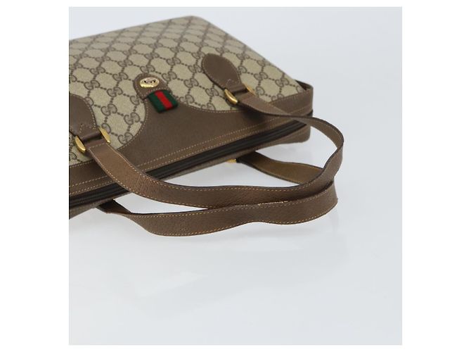 Bolso de mano GUCCI GG Supreme Web Sherry Line PVC Beige Oro 41 02 079 Auth 159288 Dorado - vista 7