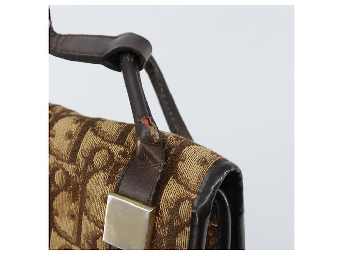 Borsa a Spalla in Tela Trotter Christian Dior Beige Oro Auth 159384 - vista 14