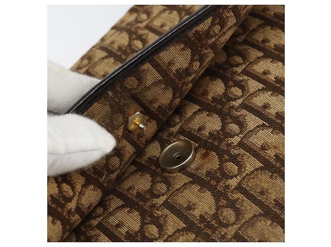 Borsa a Spalla in Tela Trotter Christian Dior Beige Oro Auth 159384 - vista 16