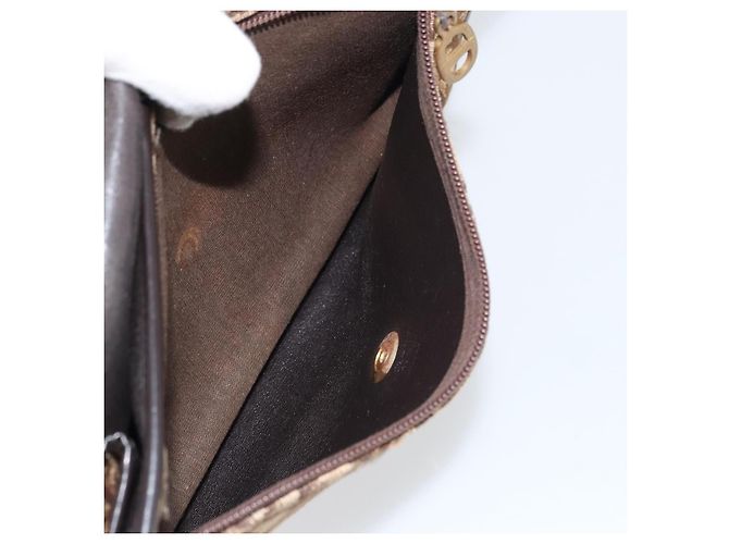 Borsa a Spalla in Tela Trotter Christian Dior Beige Oro Auth 159384 - vista 23