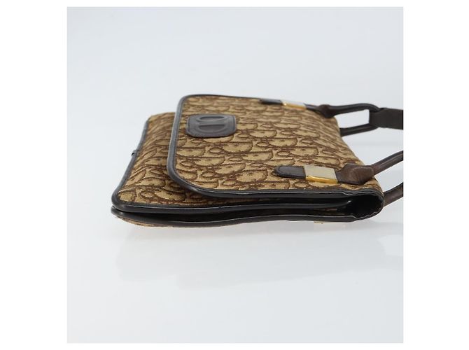 Borsa a Spalla in Tela Trotter Christian Dior Beige Oro Auth 159384 - vista 4