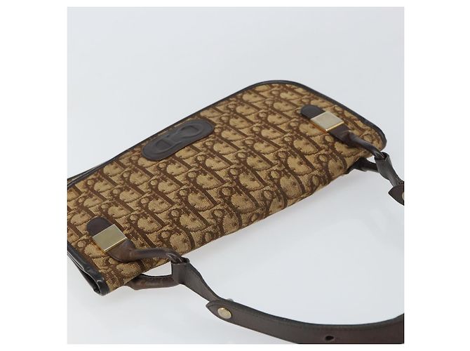 Borsa a Spalla in Tela Trotter Christian Dior Beige Oro Auth 159384 - vista 6