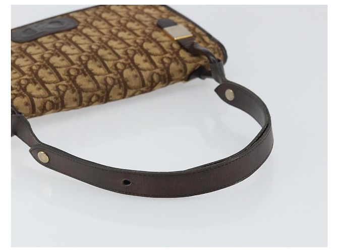 Borsa a Spalla in Tela Trotter Christian Dior Beige Oro Auth 159384 - vista 7