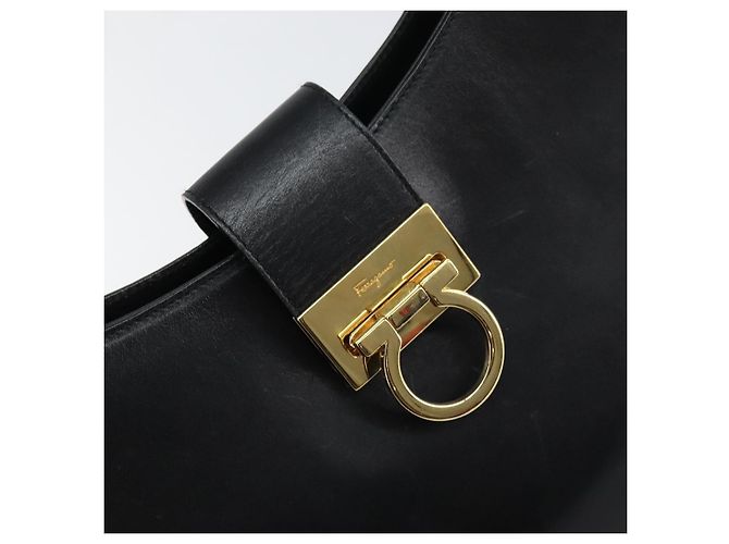 Borsa a mano Salvatore Ferragamo in pelle nera e oro Auth 160052 Nero D'oro - vista 14