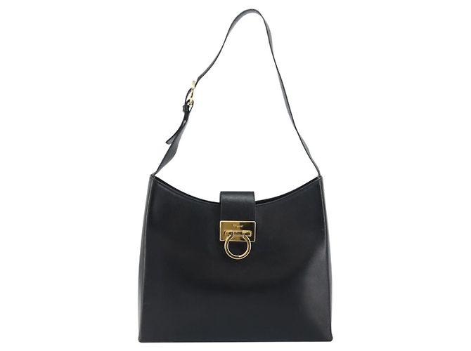 Borsa a mano Salvatore Ferragamo in pelle nera e oro Auth 160052 Nero D'oro - vista 2
