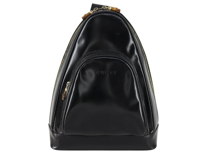 Borsa a corpo Bamboo GUCCI Smalto Nero Oro 003 2113 0027 Auth am10040 D'oro - vista 2