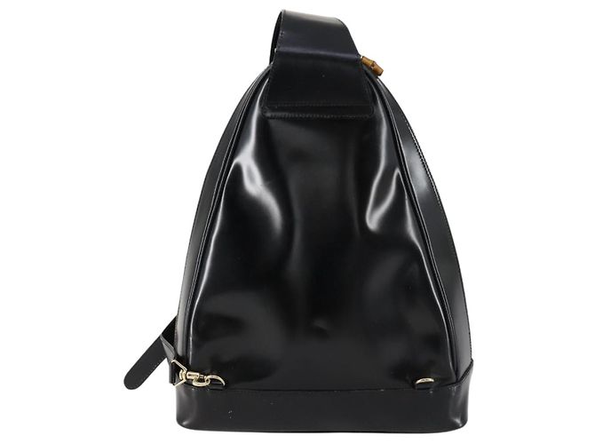 Borsa a corpo Bamboo GUCCI Smalto Nero Oro 003 2113 0027 Auth am10040 D'oro - vista 3