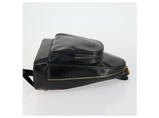 Borsa a corpo Bamboo GUCCI Smalto Nero Oro 003 2113 0027 Auth am10040 D'oro - vista 4