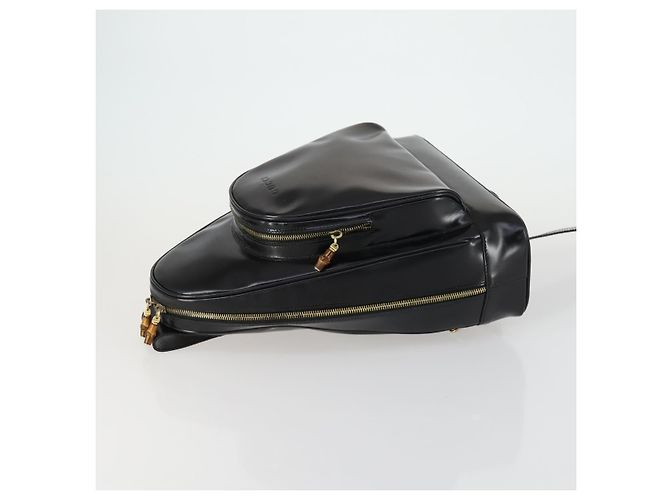 Borsa a corpo Bamboo GUCCI Smalto Nero Oro 003 2113 0027 Auth am10040 D'oro - vista 5