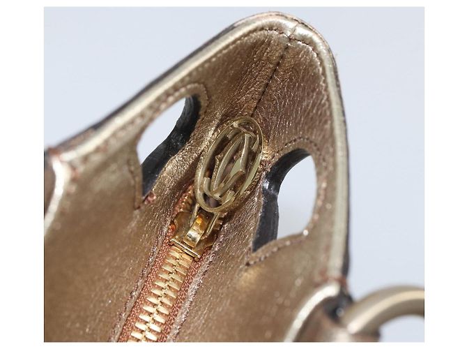 CARTIER Borsa a Mano Marcello in Pelle Oro Auth BA9358 - vista 14