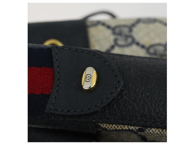 Borsa a Spalla Gucci GG Supreme Sherry Line PVC Blu Navy Oro 41 02 034 Auth 156842 D'oro - vista 15