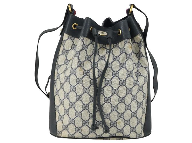 Borsa a Spalla Gucci GG Supreme Sherry Line PVC Blu Navy Oro 41 02 034 Auth 156842 D'oro - vista 2