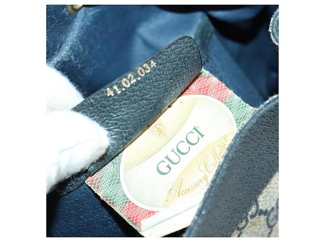 Borsa a Spalla Gucci GG Supreme Sherry Line PVC Blu Navy Oro 41 02 034 Auth 156842 D'oro - vista 21