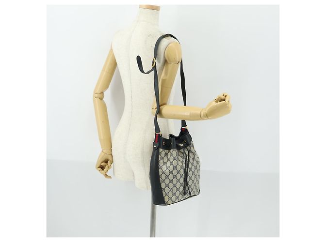 Borsa a Spalla Gucci GG Supreme Sherry Line PVC Blu Navy Oro 41 02 034 Auth 156842 D'oro - vista 22
