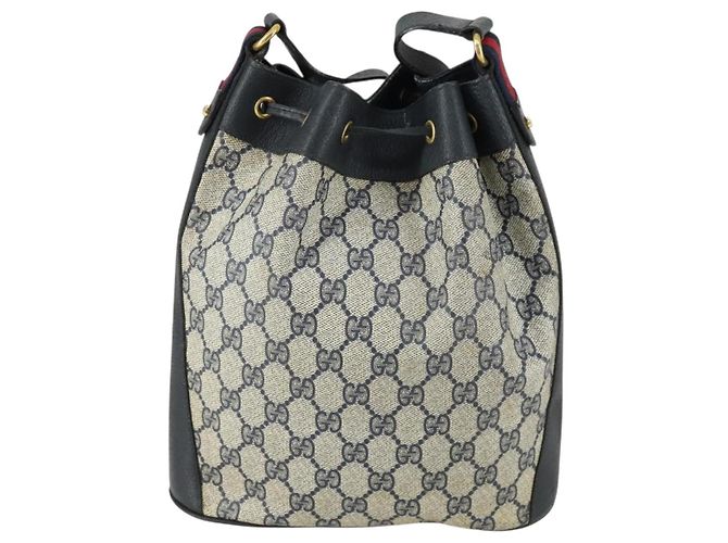Borsa a Spalla Gucci GG Supreme Sherry Line PVC Blu Navy Oro 41 02 034 Auth 156842 D'oro - vista 3