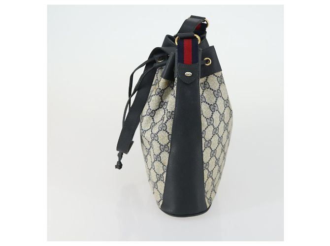 Borsa a Spalla Gucci GG Supreme Sherry Line PVC Blu Navy Oro 41 02 034 Auth 156842 D'oro - vista 4